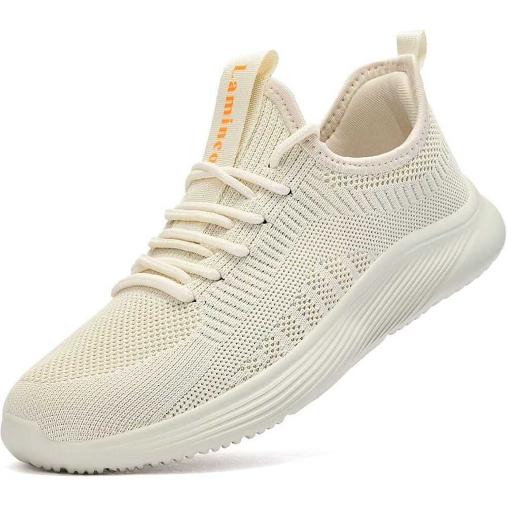 Women's Beige Non Slip Casual Running Lightweight Mesh Fashion Sneakers